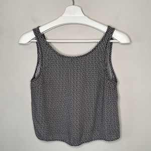 Brandy Melville Black And White Floral Open Back Cropped Tank
